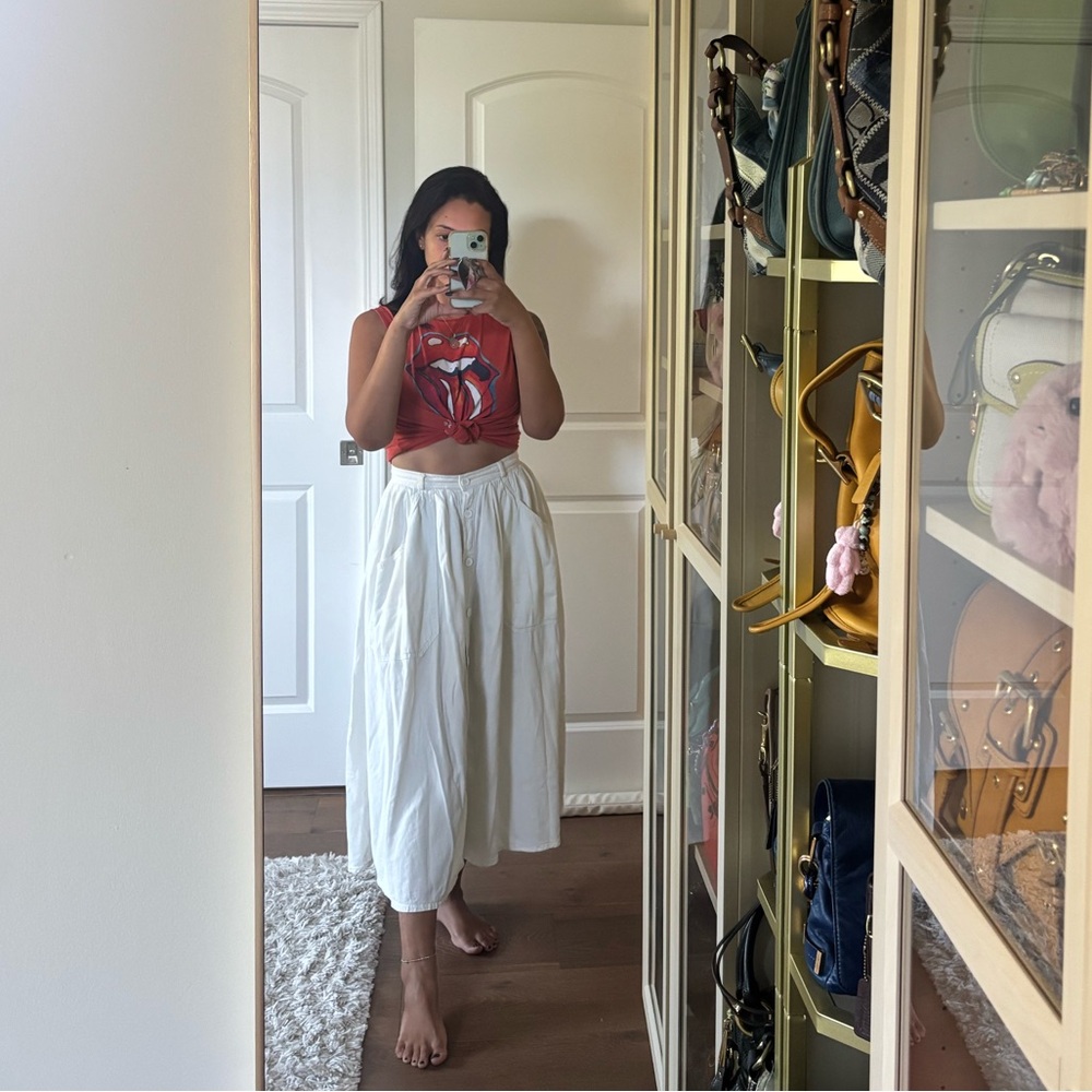 American apparel denim - Elegant Cream Button-Down Skirt